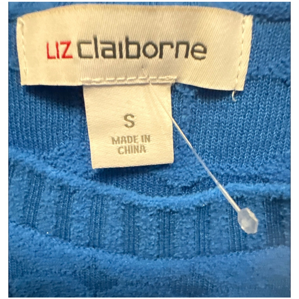 Women's Liz Claiborne Blue Textured Crew Neck Sweater S like new - Picture 7 of 13